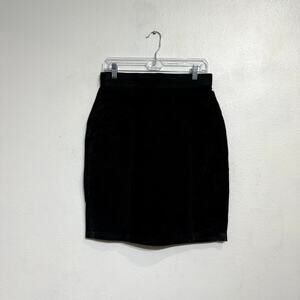 Don't Stop Black Suede Leather Mini Skirt Sz 12